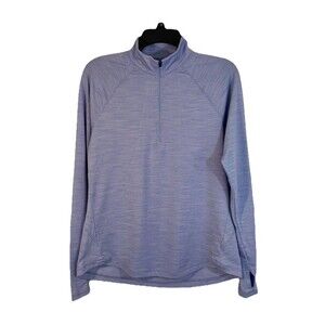 DSG Heathered Blue Pullover Womens S Long Sleeve 1/4 Zip Athletic Thumbholes